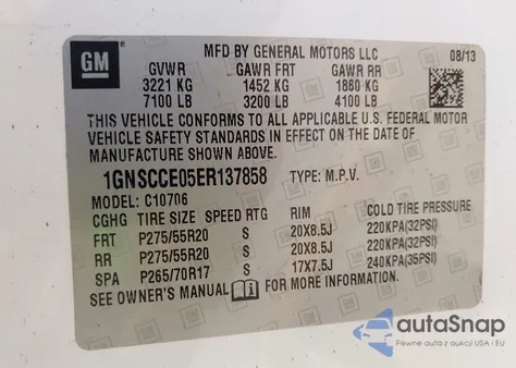 2014 Chevrolet Tahoe Ltz from USA, damaged, VIN 1GNSCCE05ER137858